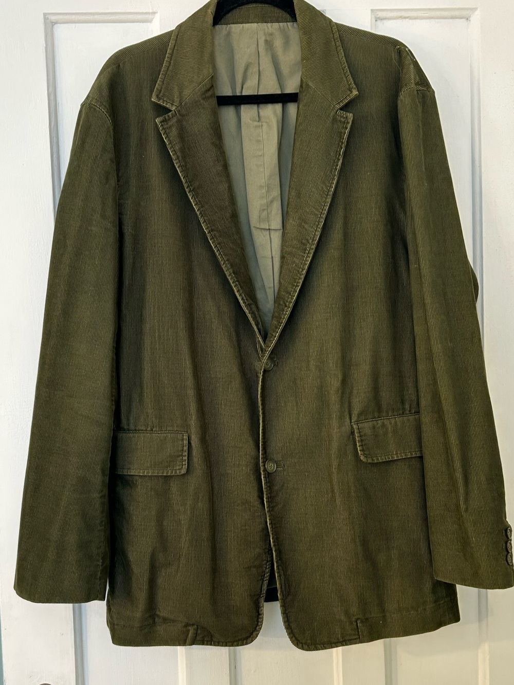 Vintage Olive Green 100% Cotton Corduroy Blazer Jacket Lined Classic